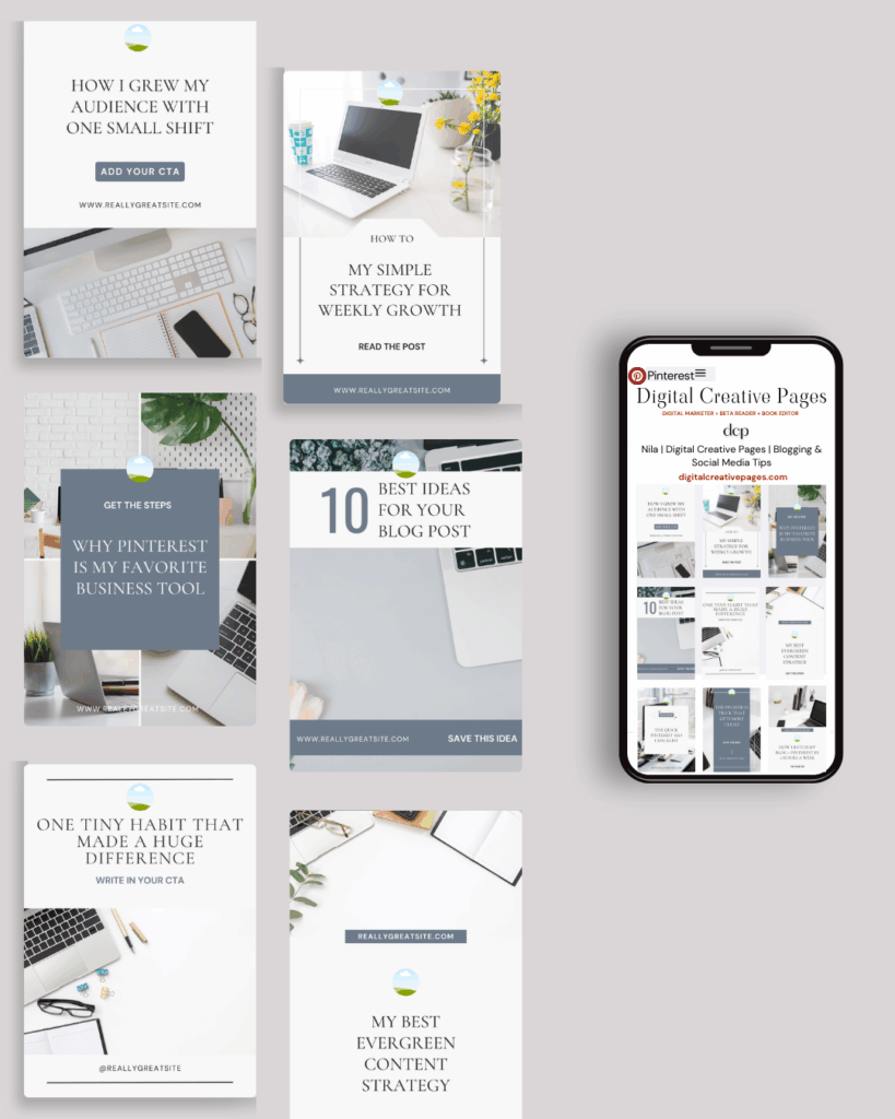 Pinterest gray canva templates